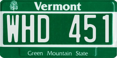 VT license plate WHD451