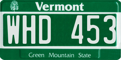 VT license plate WHD453