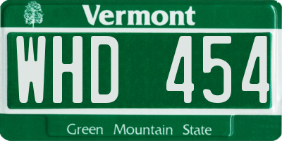 VT license plate WHD454