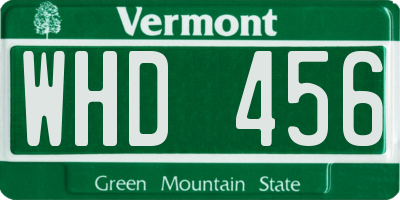 VT license plate WHD456
