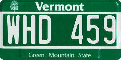 VT license plate WHD459