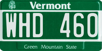 VT license plate WHD460