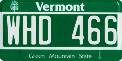 VT license plate WHD466