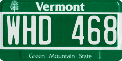 VT license plate WHD468