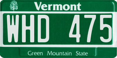 VT license plate WHD475