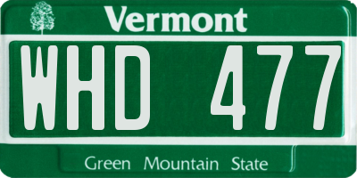 VT license plate WHD477