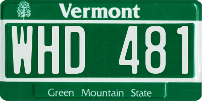 VT license plate WHD481
