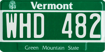 VT license plate WHD482