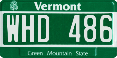VT license plate WHD486