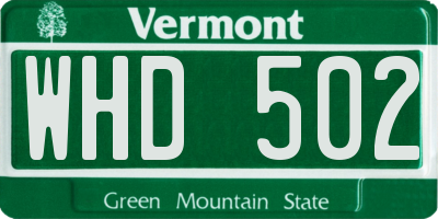 VT license plate WHD502