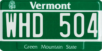 VT license plate WHD504
