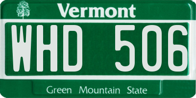 VT license plate WHD506
