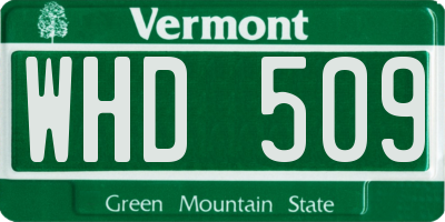 VT license plate WHD509