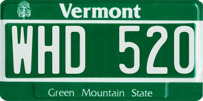 VT license plate WHD520