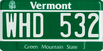 VT license plate WHD532