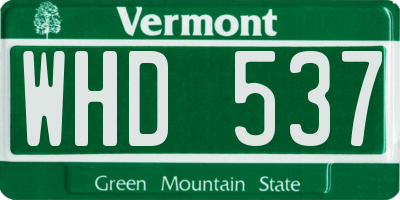 VT license plate WHD537