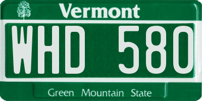 VT license plate WHD580