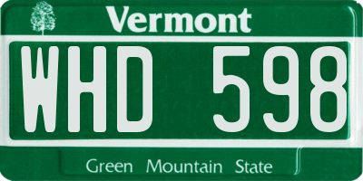 VT license plate WHD598