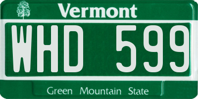 VT license plate WHD599