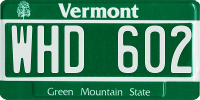VT license plate WHD602