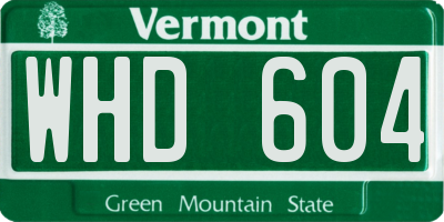VT license plate WHD604