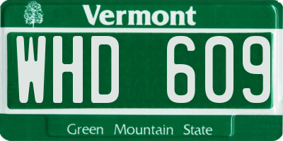 VT license plate WHD609