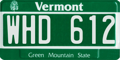 VT license plate WHD612
