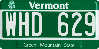 VT license plate WHD629