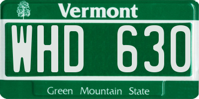 VT license plate WHD630