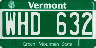VT license plate WHD632