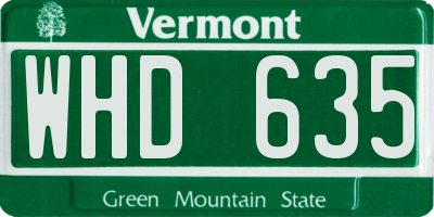 VT license plate WHD635