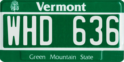 VT license plate WHD636