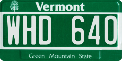 VT license plate WHD640