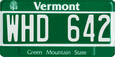 VT license plate WHD642