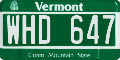 VT license plate WHD647