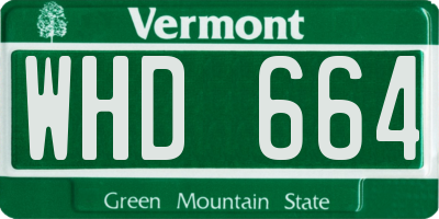 VT license plate WHD664