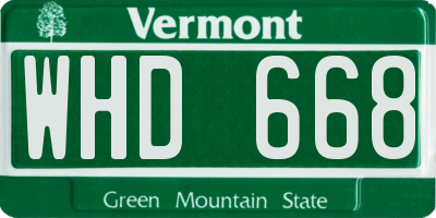 VT license plate WHD668