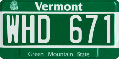 VT license plate WHD671
