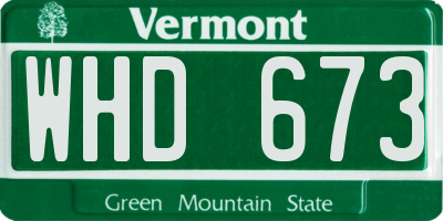 VT license plate WHD673