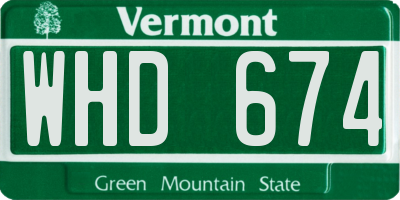 VT license plate WHD674