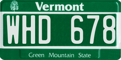 VT license plate WHD678