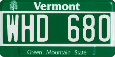 VT license plate WHD680