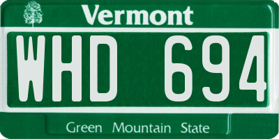 VT license plate WHD694