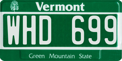VT license plate WHD699