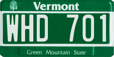 VT license plate WHD701