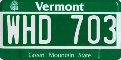 VT license plate WHD703