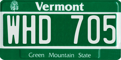 VT license plate WHD705