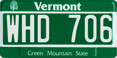 VT license plate WHD706