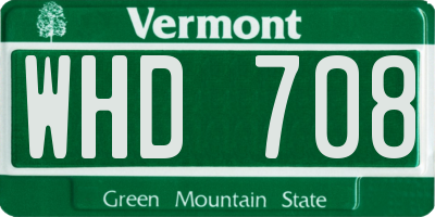 VT license plate WHD708