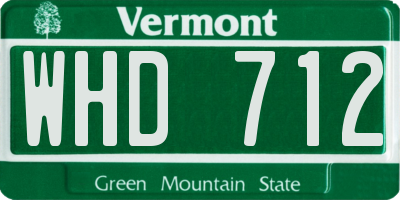 VT license plate WHD712